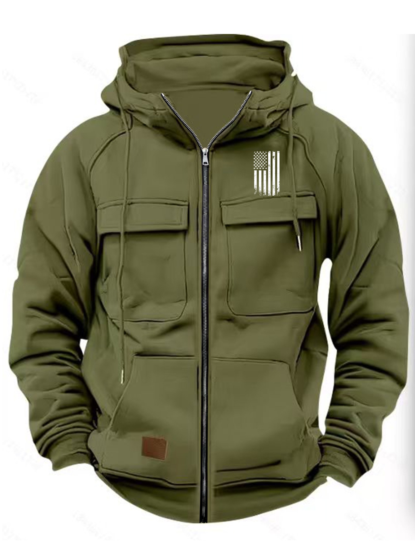 Men'S Heavy-Duty Full-Zip Hoodie - Long Sleeve Zipper Jacket with Front Pockets, Soft Warm Outerwear for Fall/Winter, Casual Outdoor & Everyday Streetwear - Black (2025 Autumn/Winter Collection), Zip Up Hoodie, Fall Winter Apparel - Image 4