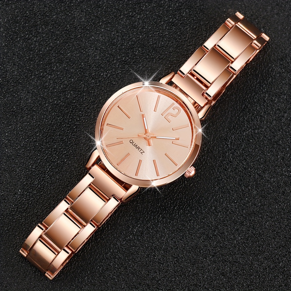 2pcs Women'S Golden-Tone Quartz Watch & Bracelet Set with Star Charm Dial, Analog Hands & -Accented Bracelet - Elegant Alloy Jewelry-Watch Combo, Quartz Movement, Battery-Powered (CR2030) for Everyday & Special Occasions - Image 7