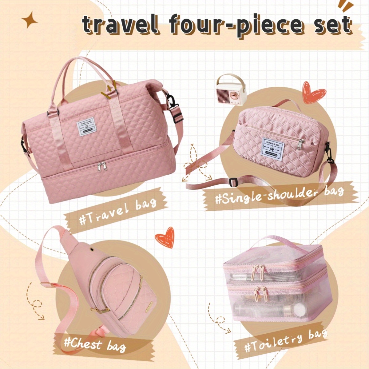 A Set of 4 Portable Fitness Bags, a New Stylish Unisex Three-Piece Set, a Large-Capacity Travel Bag Set, Outdoor Sports Tote Bags, Business Trip Luggage Storage Bags, an Independent Shoe Compartment, a Maternity Bag Set, And a Handheld Fitness Bag w - Image 6