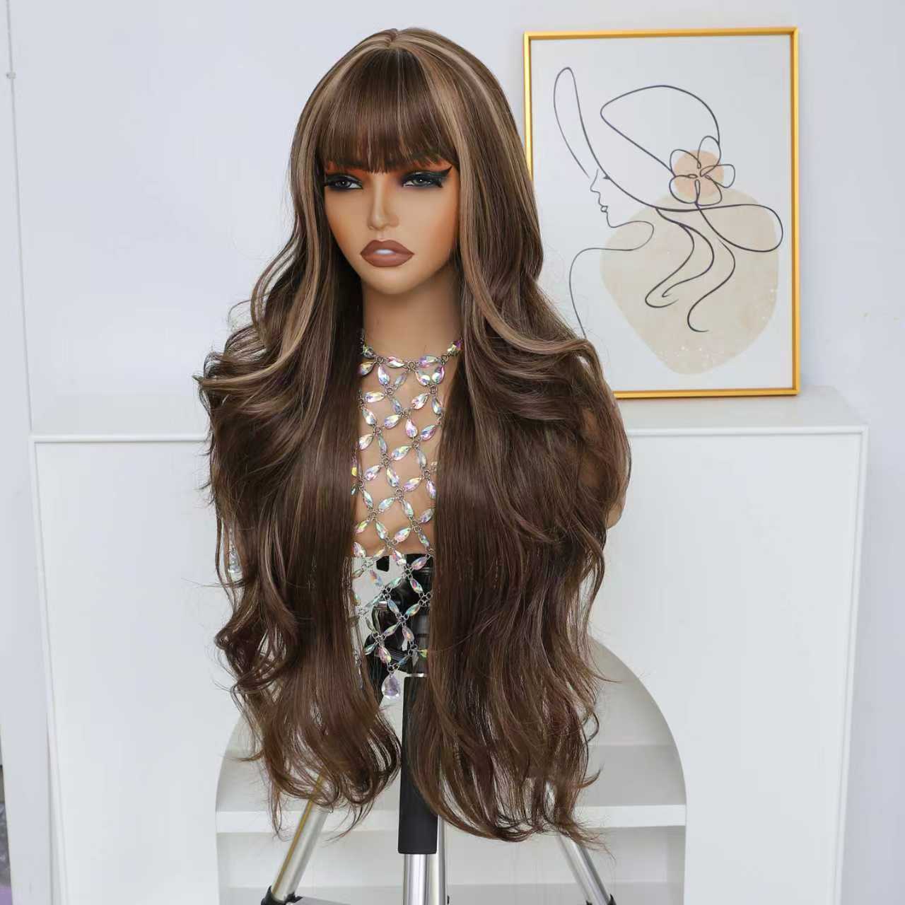 30-Inch Women's Elegant Long Curly Wig - Soft Synthetic Hair with Natural Volume & Fullness, Rose Net Cap for All-Day Comfort - Light Beige Tones (Blonde/Brown/Black/Red) - Wavy Texture for Cosplay, Parties, Casual Attire - Suitable - Image 8