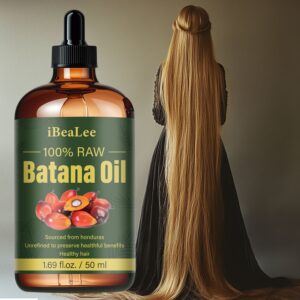[Cold-Pressed Batana Oil] Ibealee Cold-Pressed Batana Oil - 50Ml Deep Conditioning & Strengthening Hair & Lash/Brow Oil for All Hair Types, Dried, Frizzy, Split Ends
