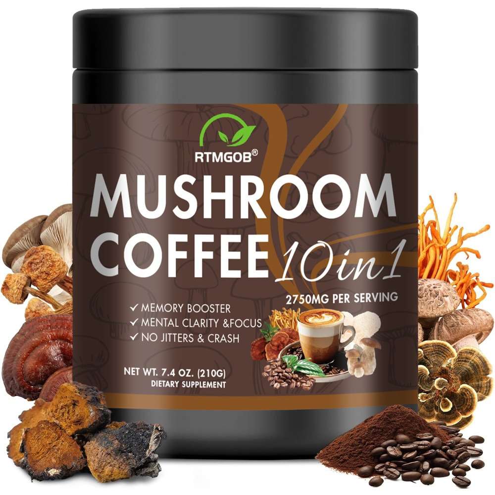 Mushroom Coffee Blend Powder - A Quick Coffee Mix Featuring Ganoderma Lucidum, Cordyceps Sinensis, Lion'S Mane, Birch Brown Pore, And Chanterelle Mushrooms, Perfect for Gifting. - Image 4
