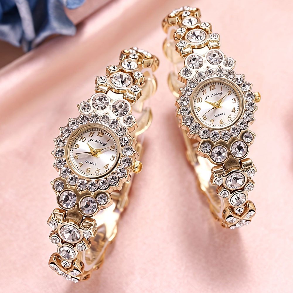 2pcs/set Luxury Rhinestone Quartz Elegant Glitter Bracelet Wrist Watches, Match Different Outfits, Anniversary Birthday Graduation Christmas New Year Mother's Day Gifts - Image 3