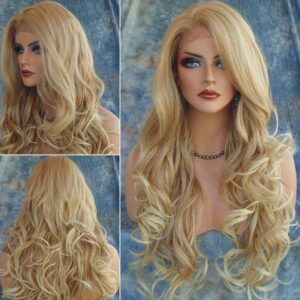 Blonde Big Curly Long Wig - Lace Front Full Head Wig, Voluminous Hair for Daily/Party/Wedding, Natural & US Shipped Buy 1 wig, get 1 hair net free.