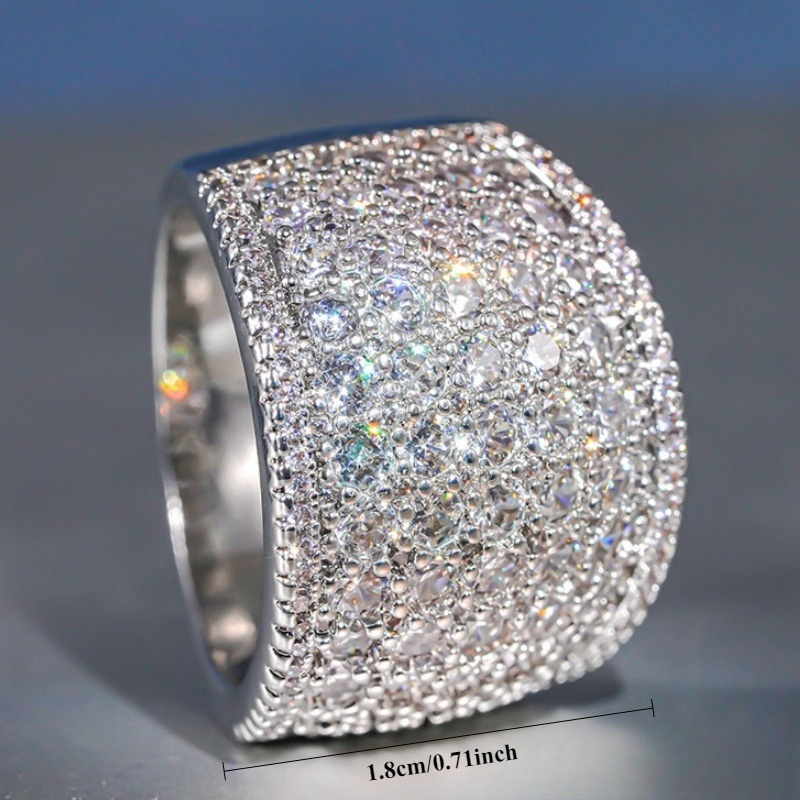 Elegant Secret Store Featuring Sparkling Synthetic Zircon Wide Band Rings for Both Teenager And Teenager, Perfect for Weddings, Parties, Casual Outings, Vacations, And Exquisite Music Festival Accessories., For Teenager - Image 3