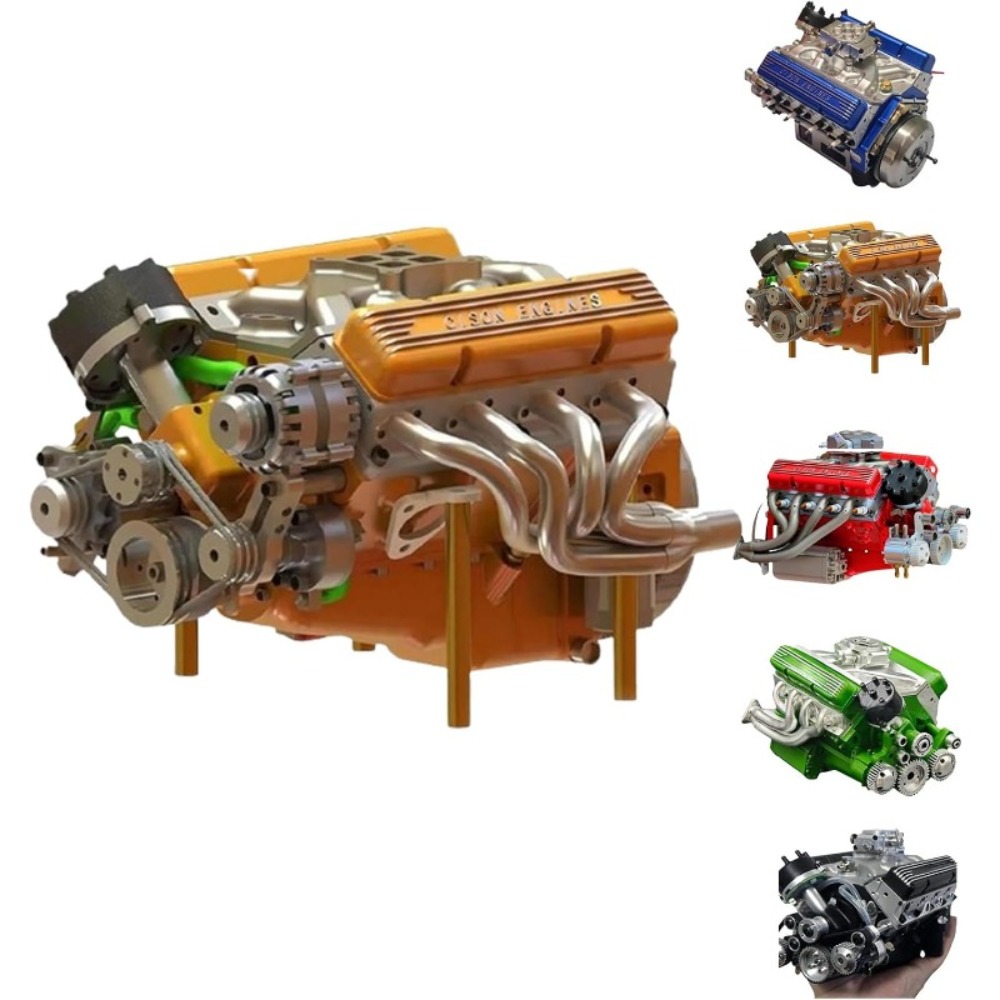 ZXC Cison V8 Engine Kit - Small-Block V8 Resin Model Building Blocks with Multi-Color Options (Red, Green, Yellow, ) | Detailed Internal Components & Realistic Design for Model Cars, Collectors & Hobbyists | Challenging Assembly Project - Image 14
