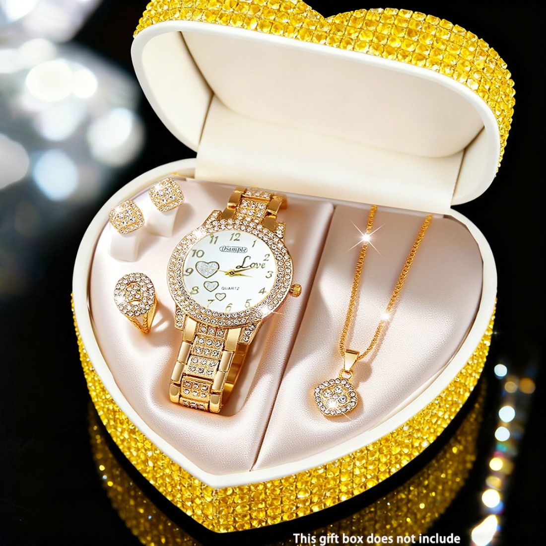 5pcs Elegant Watch and Set - Minimalist Stainless Quartz Watch Collection with Matching Necklace, Ring & Earrings, Analog Dial Round Face for Casual & Dressy Occasions, Perfect Holiday Gift - Image 11