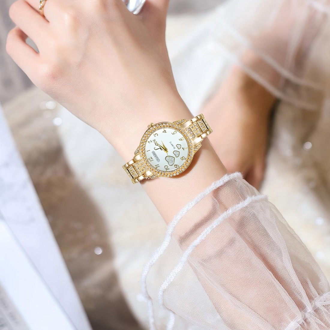 5pcs Elegant Watch and Set - Minimalist Stainless Quartz Watch Collection with Matching Necklace, Ring & Earrings, Analog Dial Round Face for Casual & Dressy Occasions, Perfect Holiday Gift - Image 14