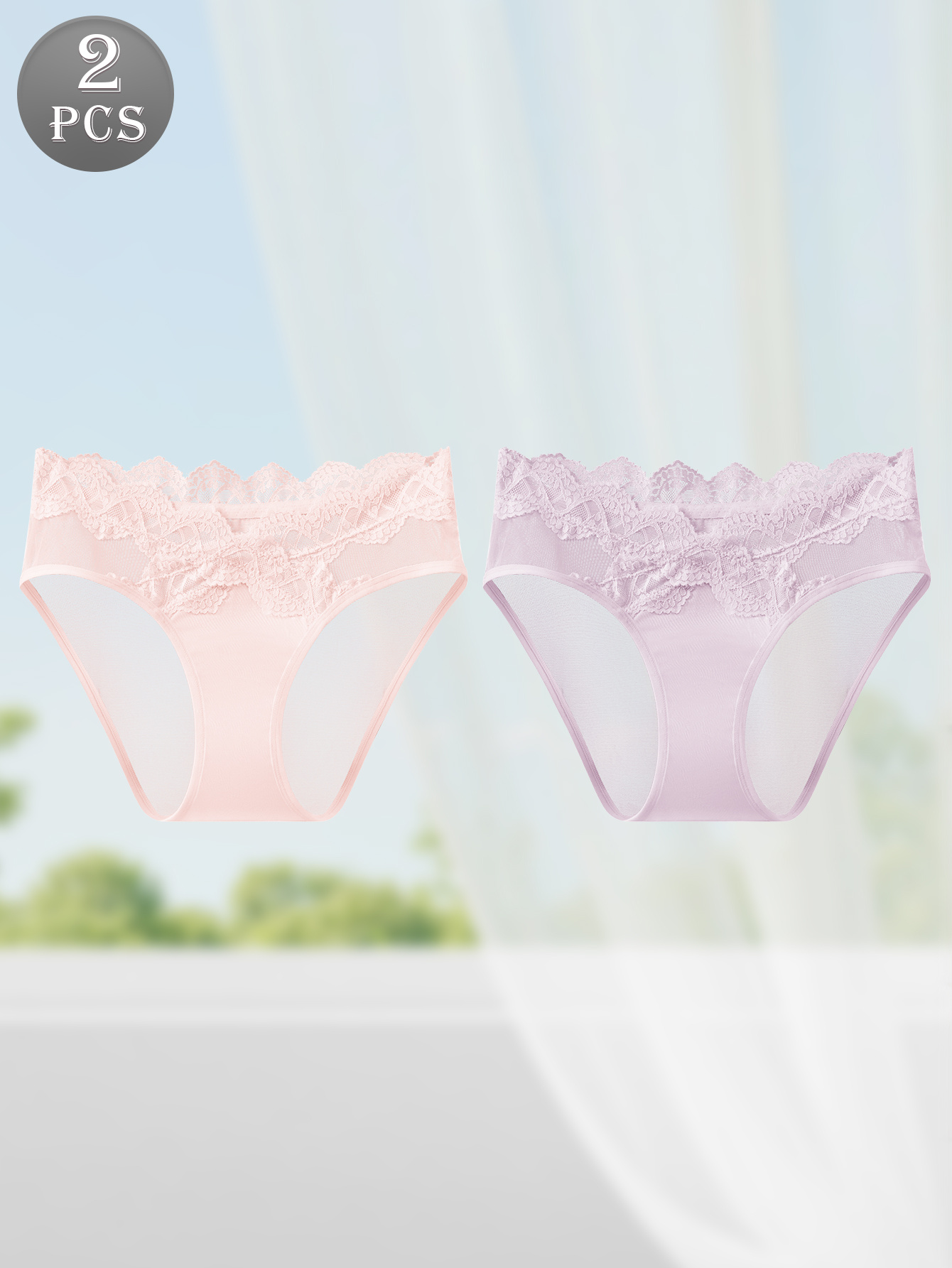 QUASTI Women's 2pcs Underwear Full Briefs - Low-Rise Solid Color (White/Pink) Lace Trim Bikini-like Top & Bottoms, Soft Breathable Minimalist Elegant Low-Rise Panties for Year-Round Wear, Daily Use, Vacations (No Visible Lines) - Image 5