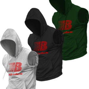 3pcs Men'S Summer Casual Sporty Hooded Tank Tops - Breathable Knit Fabric, Kangaroo Pocket Design, Sleeveless Athletic Tops with Free Fighting Print for Gym & Casual Attire, Gym Shirts