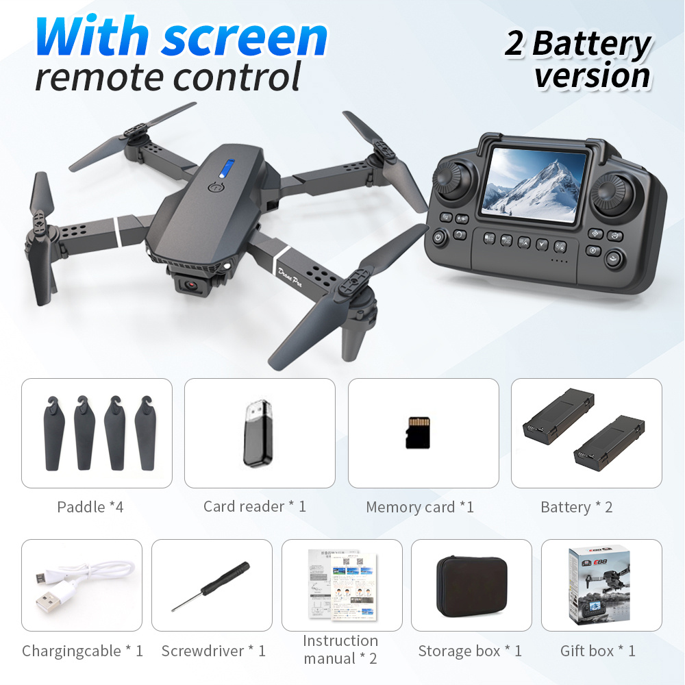 E88 Drone With 2 Batteries | Beginner-Friendly, Lightweight Design, Single Camera, Black Remote Control, Obstacle Avoidance, HD Video, Wi-Fi Enabled, Rechargeable Battery for Aerial Photography & Videography - Image 6