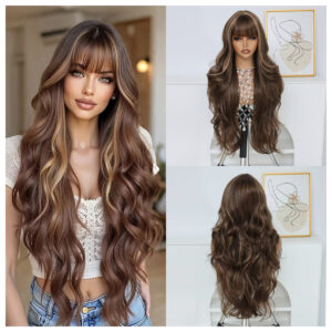 30-Inch Women's Elegant Long Curly Wig - Soft Synthetic Hair with Natural Volume & Fullness, Rose Net Cap for All-Day Comfort - Light Beige Tones (Blonde/Brown/Black/Red) - Wavy Texture for Cosplay, Parties, Casual Attire - Suitable