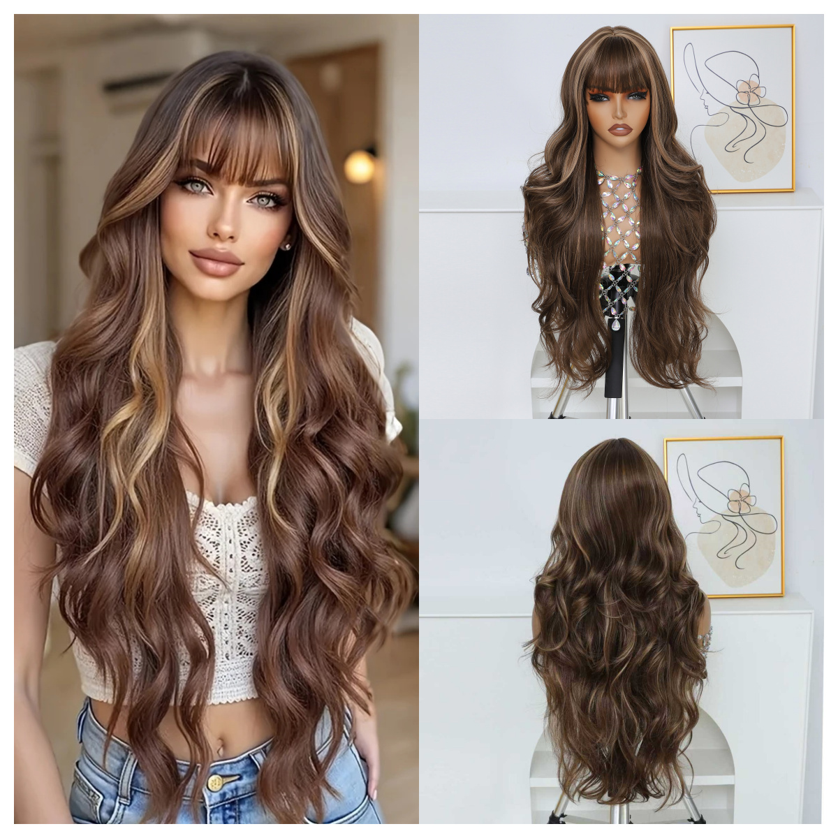 30-Inch Women's Elegant Long Curly Wig - Soft Synthetic Hair with Natural Volume & Fullness, Rose Net Cap for All-Day Comfort - Light Beige Tones (Blonde/Brown/Black/Red) - Wavy Texture for Cosplay, Parties, Casual Attire - Suitable