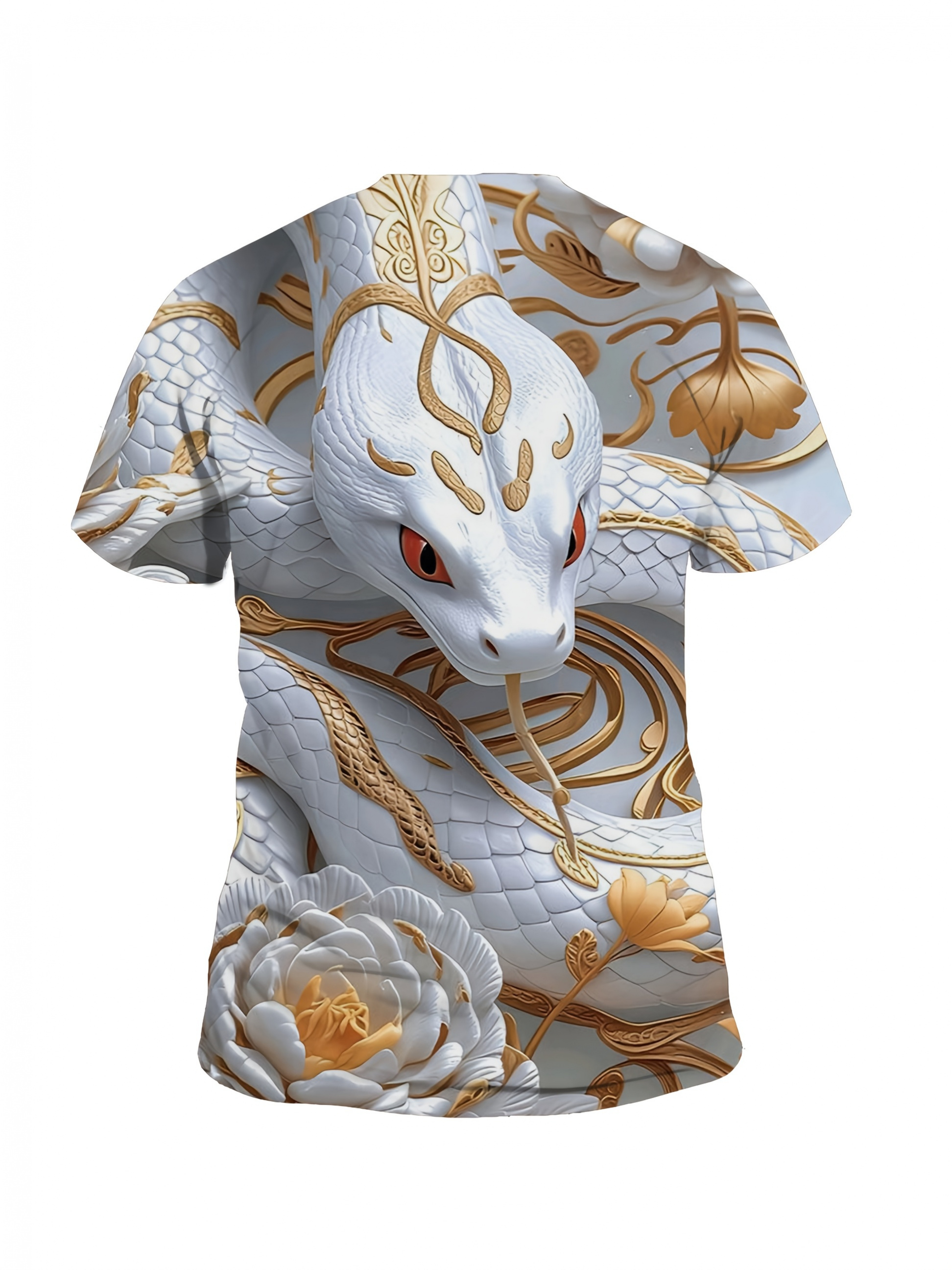 Men'S Casual Streetwear T-Shirt | 3D Print & Floral All-Over Print, Breathable Round Neck Short Sleeve Tee, Summer & Autumn, Washable Regular Fit, Bold Design, Comfortable Material, Young Adults, PLUS SIZE - Image 2