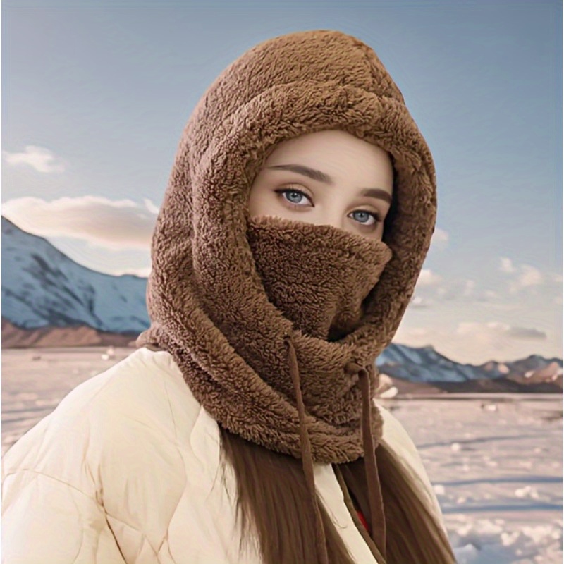Winter Women'S Pullover Hat with Ear Protection | Windproof and Cold-Resistant, Scarf Integrated, Acrylic, Drawstring Closure, Lightweight, Suitable for Fall/Winter, Available in 6 Colors - Ideal for Christmas, Daily, Birthday Gifts. - Image 3