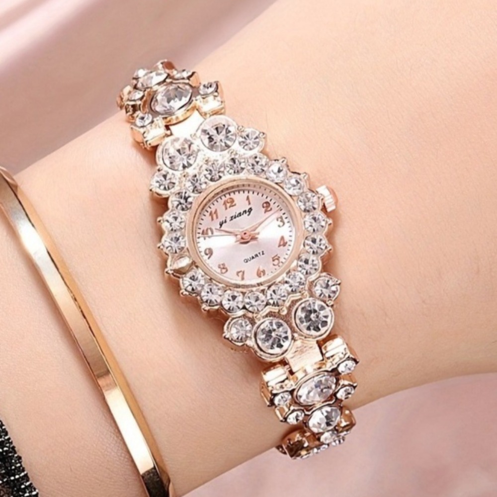 2pcs/set Luxury Rhinestone Quartz Elegant Glitter Bracelet Wrist Watches, Match Different Outfits, Anniversary Birthday Graduation Christmas New Year Mother's Day Gifts - Image 2