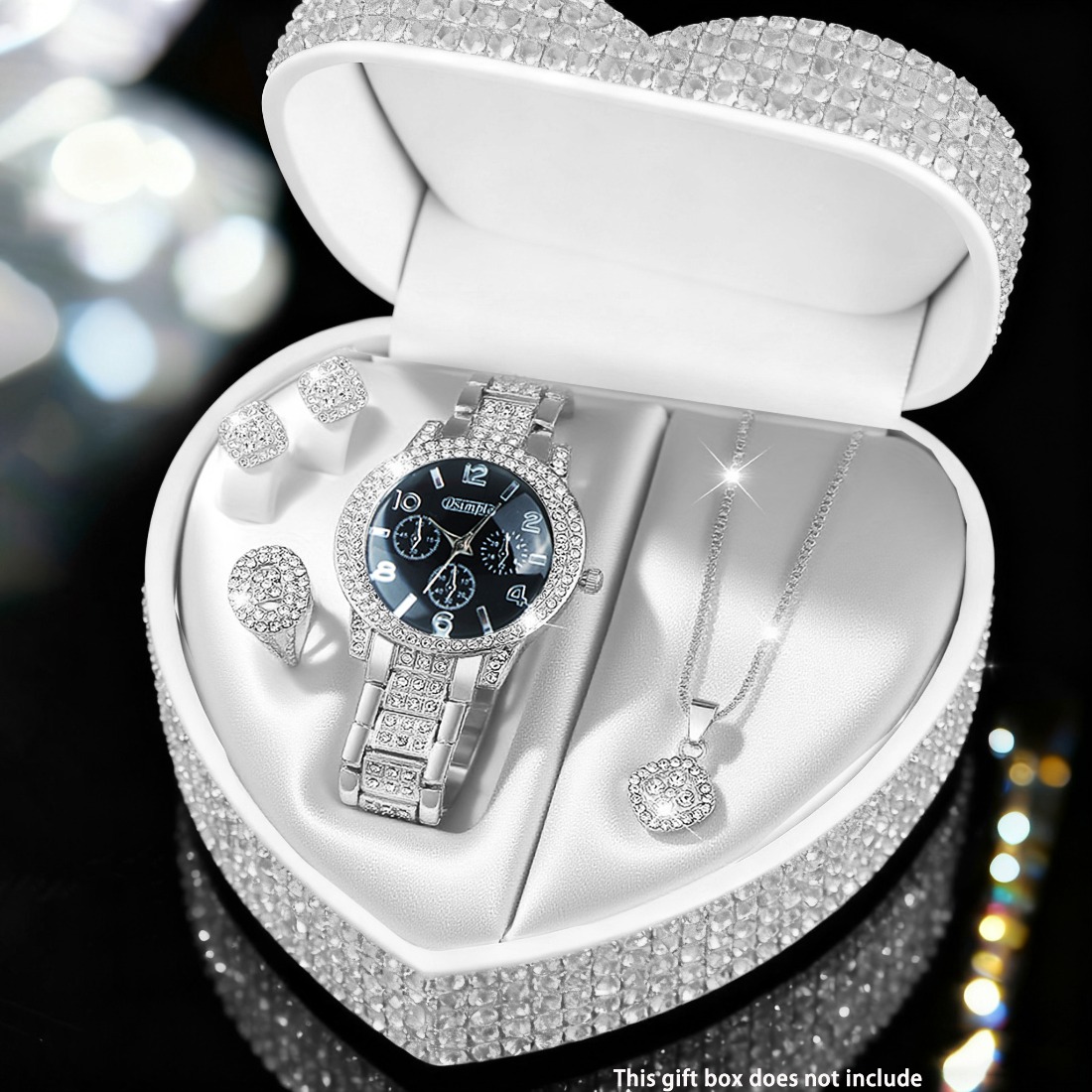 5pcs Elegant Watch and Set - Minimalist Stainless Quartz Watch Collection with Matching Necklace, Ring & Earrings, Analog Dial Round Face for Casual & Dressy Occasions, Perfect Holiday Gift - Image 7