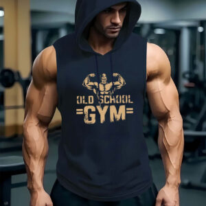 Printed Casual Sports Outdoor Men's Sleeveless Hooded Vest Top for Summer