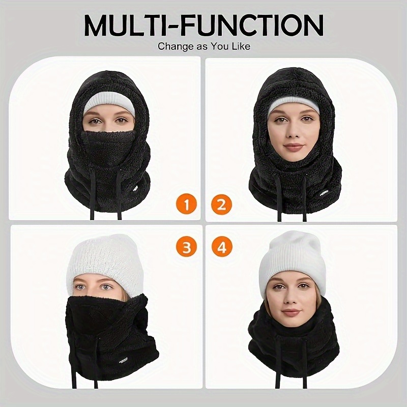 Winter Women'S Pullover Hat with Ear Protection | Windproof and Cold-Resistant, Scarf Integrated, Acrylic, Drawstring Closure, Lightweight, Suitable for Fall/Winter, Available in 6 Colors - Ideal for Christmas, Daily, Birthday Gifts. - Image 10
