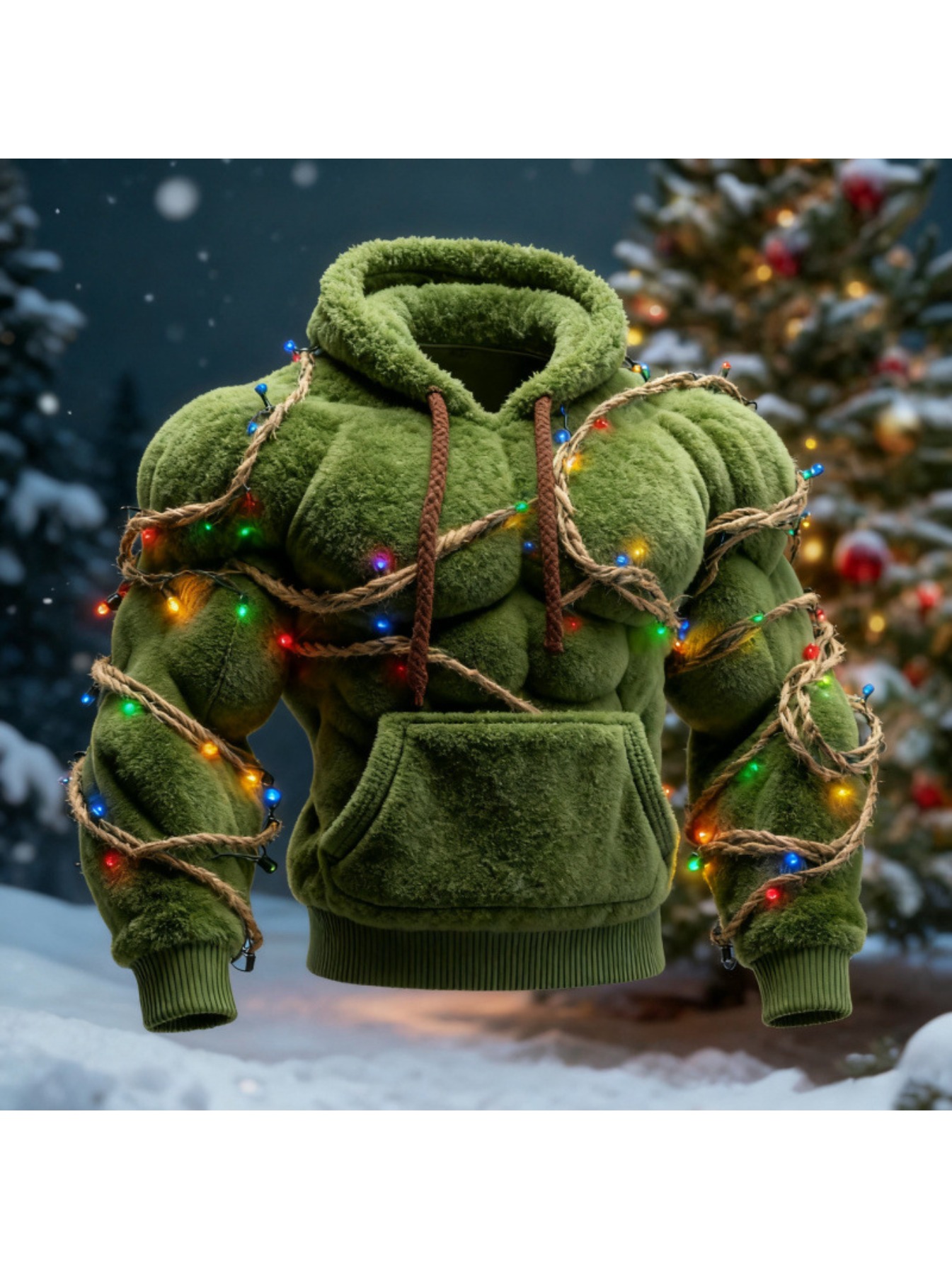 Plus Size - 3D Digital Printed Hoodie | New Spring Fashionable Hooded Long-Sleeved Top, Warm Men'S Clothing with Crew Neck, Regular Fit, Slight Stretch Fabric, Vintage and Casual Style - Image 7