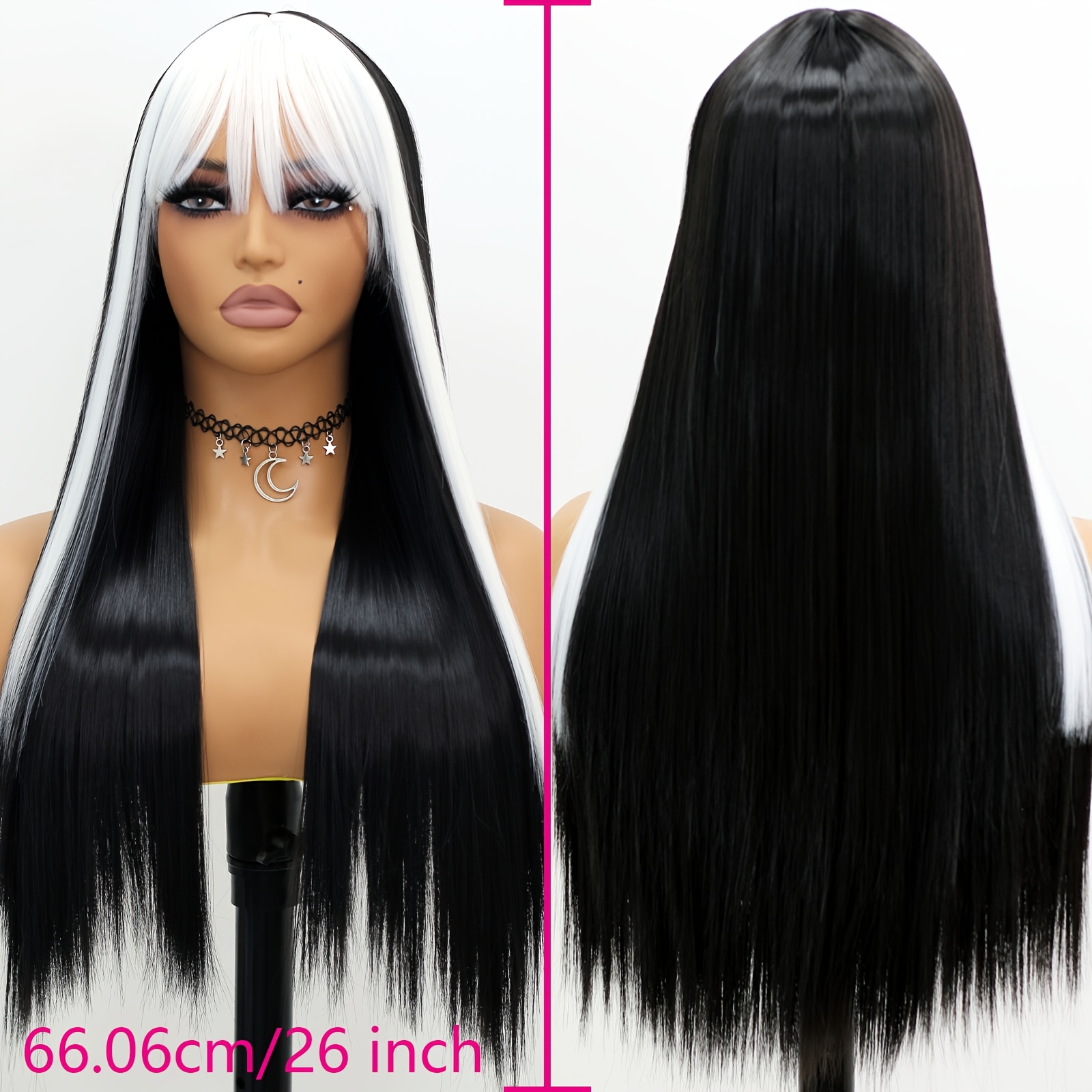 Women' & Suitable for Women' Long Straight Synthetic Heat-Fused Fiber Wig - Natural Looking Hairpiece with Cosplay, Daily Wear, for Party, for African Descent, 26inch - Image 4