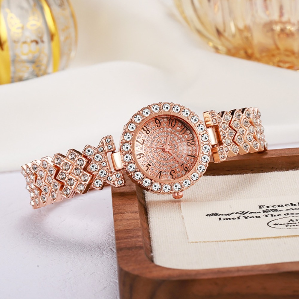 5pcs Women's Elegant Watch & Jewelry Set - Glamorous Stainless Round Analog Wristwatch with Matching Bracelet, Quartz Movement Timepiece Suitable for Wedding, Birthday, Valentine's Gift for Her - Image 10