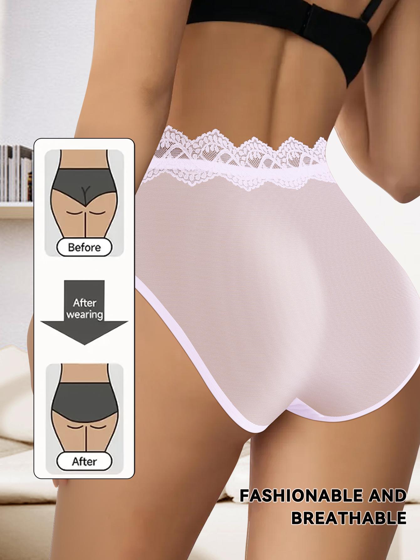 QUASTI Women's 2pcs Underwear Full Briefs - Low-Rise Solid Color (White/Pink) Lace Trim Bikini-like Top & Bottoms, Soft Breathable Minimalist Elegant Low-Rise Panties for Year-Round Wear, Daily Use, Vacations (No Visible Lines) - Image 2