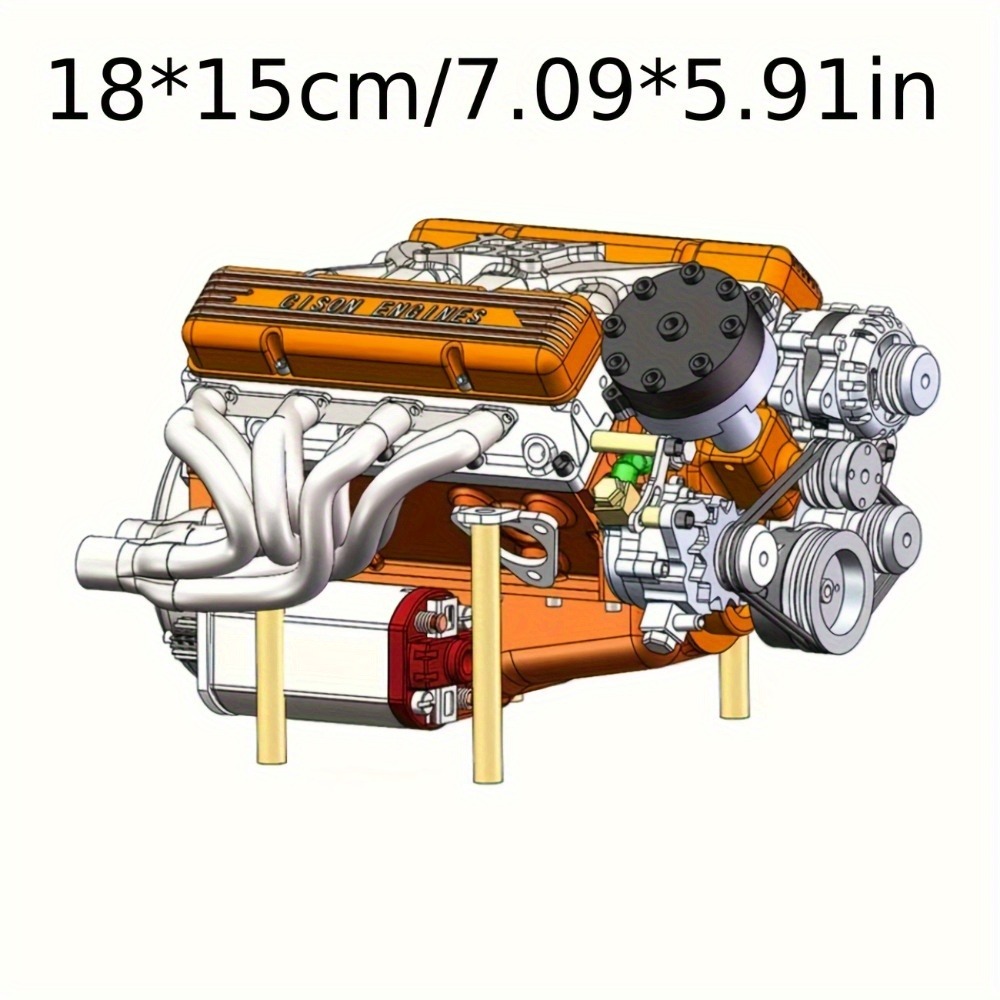 ZXC Cison V8 Engine Kit - Small-Block V8 Resin Model Building Blocks with Multi-Color Options (Red, Green, Yellow, ) | Detailed Internal Components & Realistic Design for Model Cars, Collectors & Hobbyists | Challenging Assembly Project