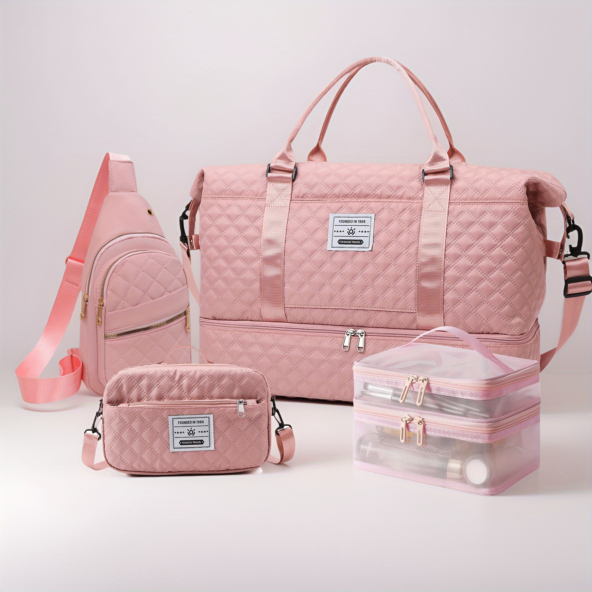 A Set of 4 Portable Fitness Bags, a New Stylish Unisex Three-Piece Set, a Large-Capacity Travel Bag Set, Outdoor Sports Tote Bags, Business Trip Luggage Storage Bags, an Independent Shoe Compartment, a Maternity Bag Set, And a Handheld Fitness Bag w - Image 2