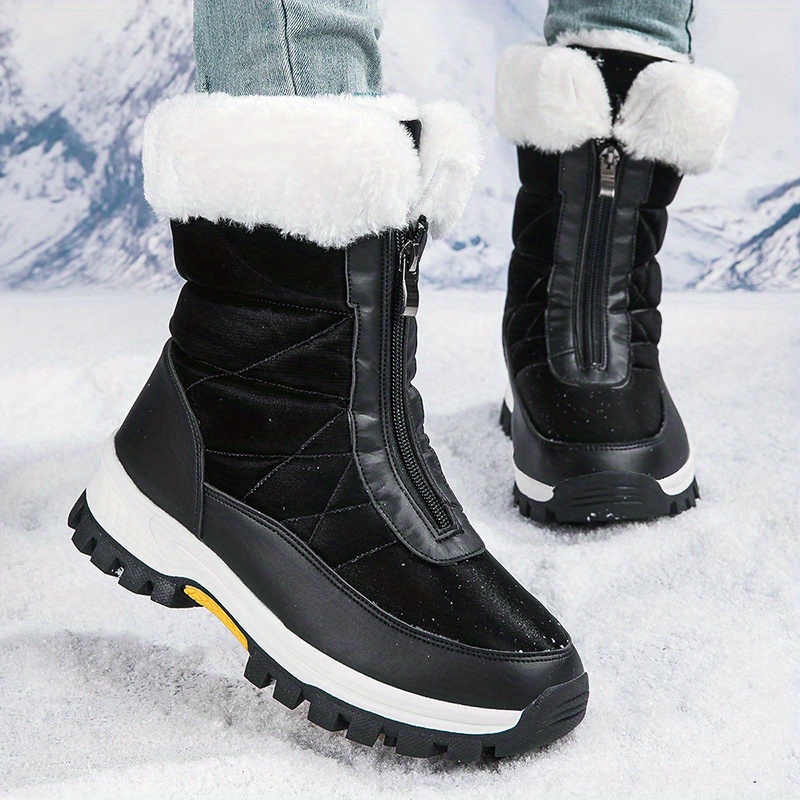 Women'S High-Top Winter Hiking Boots with Plush Faux Fur Collar & Warm Insulation - Large Size Mid-Calf Outdoor Snow Boots, Durable Rubber Sole & Synthetic Upper, Round Toe for Cold Weather, Snow & Ice - Stylish & Versatile for Everyday Winter Wear, Warm Winter Boots for Women, Snow Boots for Women High Quality Non Slip, Fleece Boots, High Quality Winter Boots, Winter Warm Snow Boots for Women, Coldweather Footwear, Winter Shoe For Women - Image 5