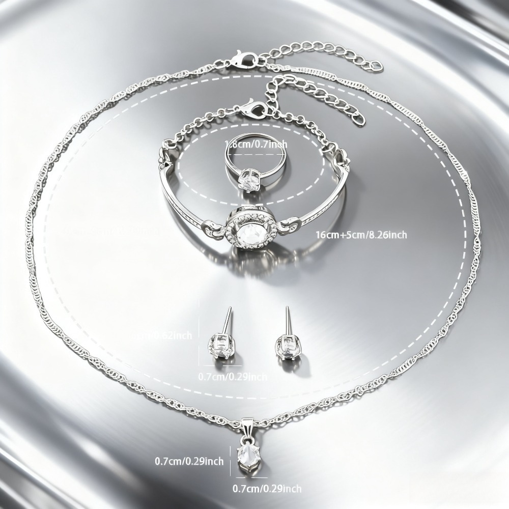 6pcs/ Set Women Watches Set & 5pcs Luxury Jewelry For Women Set, Bracelet, Necklace, Aretes Para Nina, Ring, Golden & Silvery Elegant Women Watche Set, Quartz Movement, Perfect For Valentine'S Day Christmas Birthday Gifts For Women, Reloj De Mujer. - Image 17