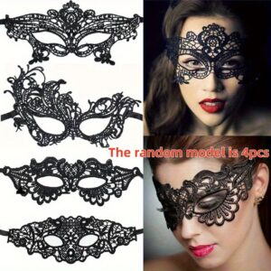 [Sexy Eye Masks] 4pcs Sexy Lace Women's Eye Masks | Role Play Accessories, Decorative Eyepieces for Costume Balls, Halloween, Christmas Party Decoration