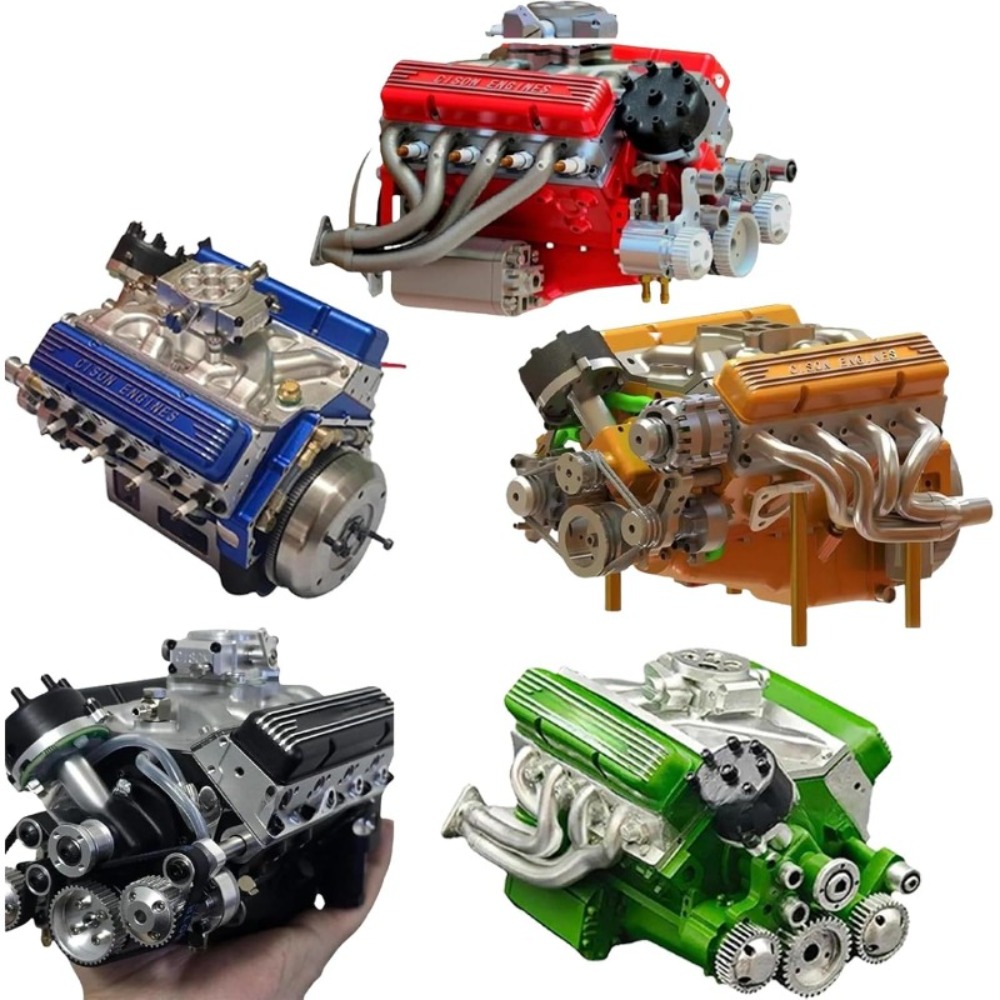 ZXC Cison V8 Engine Kit - Small-Block V8 Resin Model Building Blocks with Multi-Color Options (Red, Green, Yellow, ) | Detailed Internal Components & Realistic Design for Model Cars, Collectors & Hobbyists | Challenging Assembly Project - Image 6