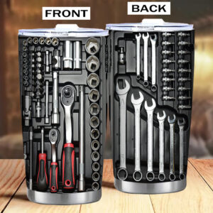 20oz Stainless Steel Travel Mug with Toolbox Design - Double-Walled Insulated Coffee Cup with Lid, Perfect Gift for Parents & Friends, Ideal for Camping, Hiking, Driving & Travel - Durable, Reusable