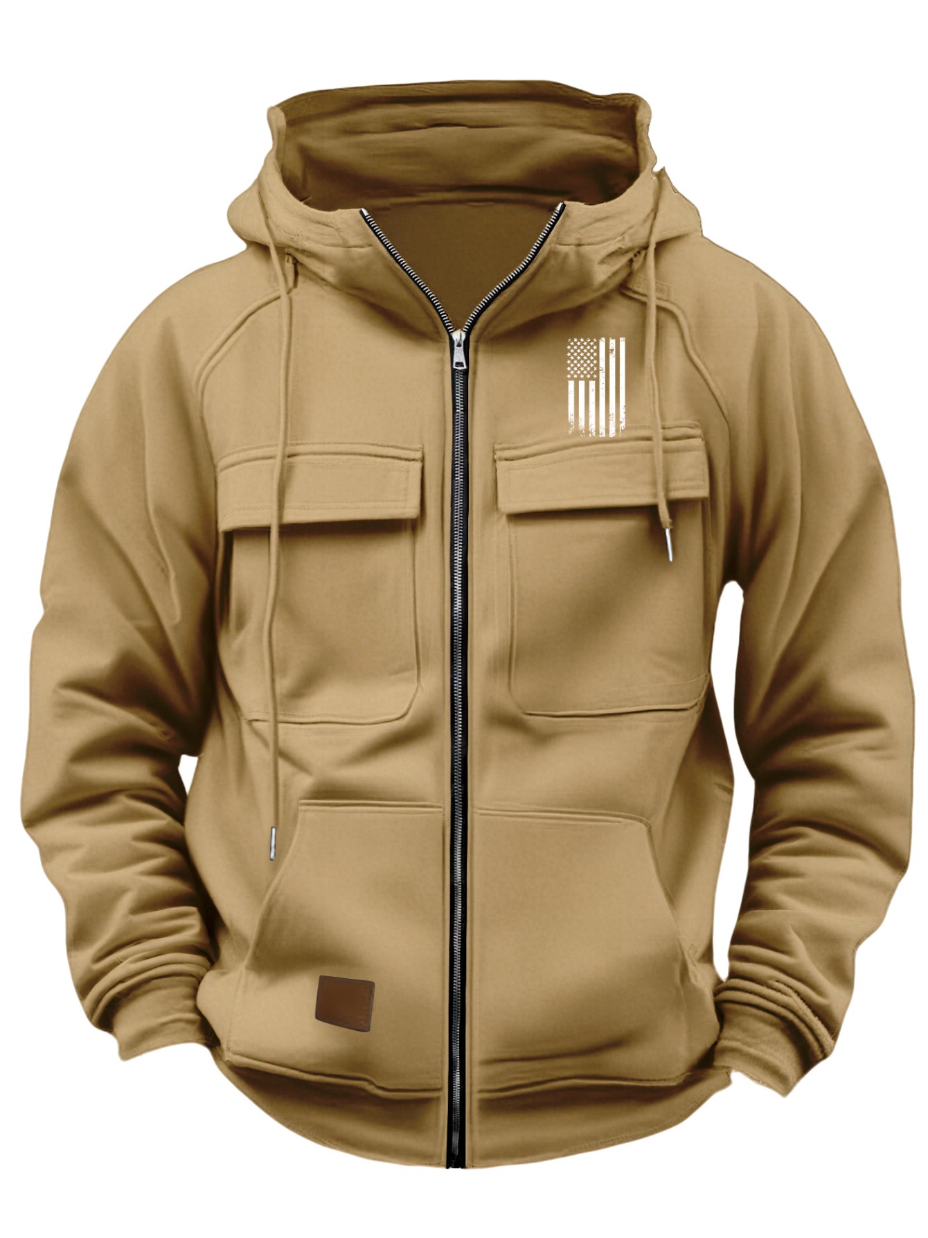 Men'S Heavy-Duty Full-Zip Hoodie - Long Sleeve Zipper Jacket with Front Pockets, Soft Warm Outerwear for Fall/Winter, Casual Outdoor & Everyday Streetwear - Black (2025 Autumn/Winter Collection), Zip Up Hoodie, Fall Winter Apparel - Image 3