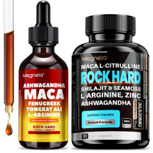 (2pcs) Rock Hard Package: & Male Performance Supplement with Maca, L-Arginine, Shilajit - 3rd Party Tested Blue Capsules, 60-Day Supply for Mass, Low Libido &