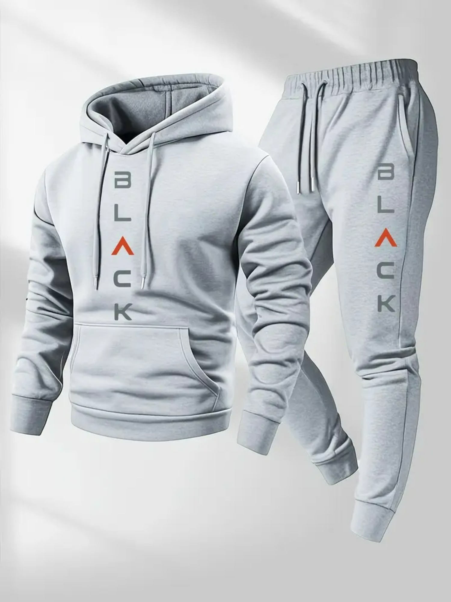 Halloween Special: Men'S Heavyweight 250G Sweatshirt And Fleece-Lined Sweatpants, a Two-Piece Sportswear Set Featuring a BLACK Letter Print Hoodie And Casual Street Fashion Drawstring Pants, a Trendy Brand That'S Versatile - Image 4