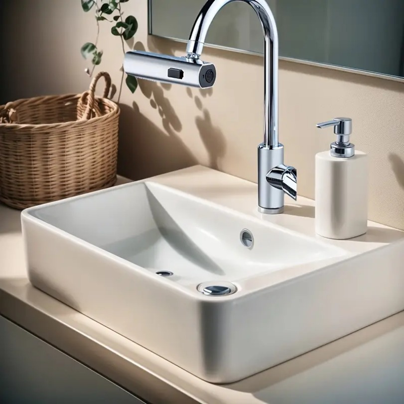 1pc Splash-Proof Rotatable Faucet Aerator with 3 Spray Modes & Pressure Boost - 201 Stainless Steel Kitchen/Bathroom/RV Faucet Adapter, Adjustable Spray Head for Water Efficiency & Convenience - Image 6