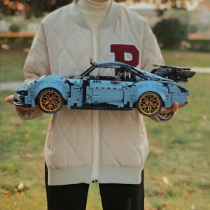 [24h Ship]2100pcs Creative Misty Blue Lowrider Sports Car Building Blocks Model Fashionable Racing Model Desktop Ornament Room Decoration, Home, Adult Building Christmas, Halloween, Valentine'S Day Gifts