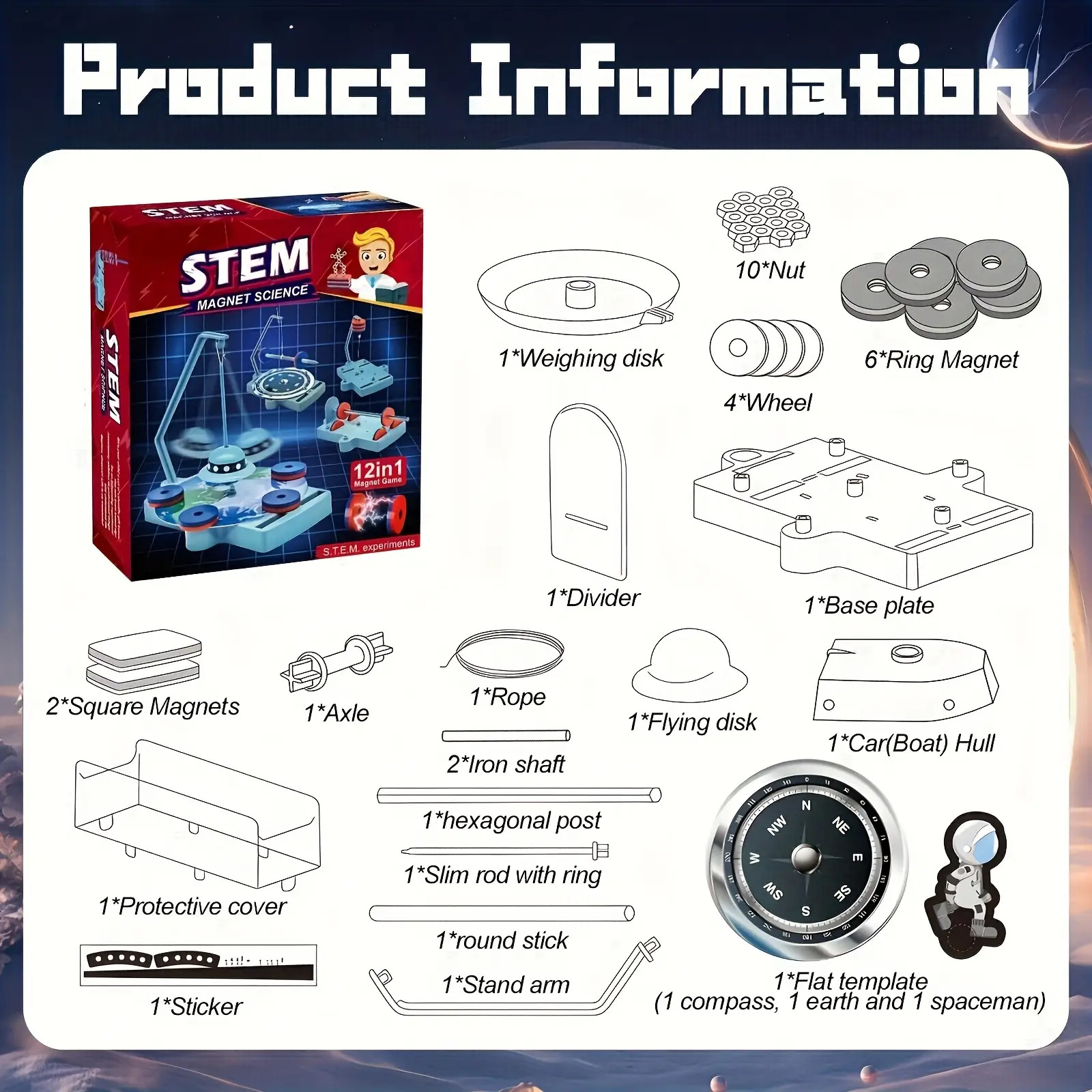 12-in-1 Anti-Gravity Magnetic Floating Science Set | Suitable for Teenagers and Children, Ideal for Boys and Girls Birthday Gifts, Best Christmas Gift, Made of ABS, Mixed Colors - Image 7