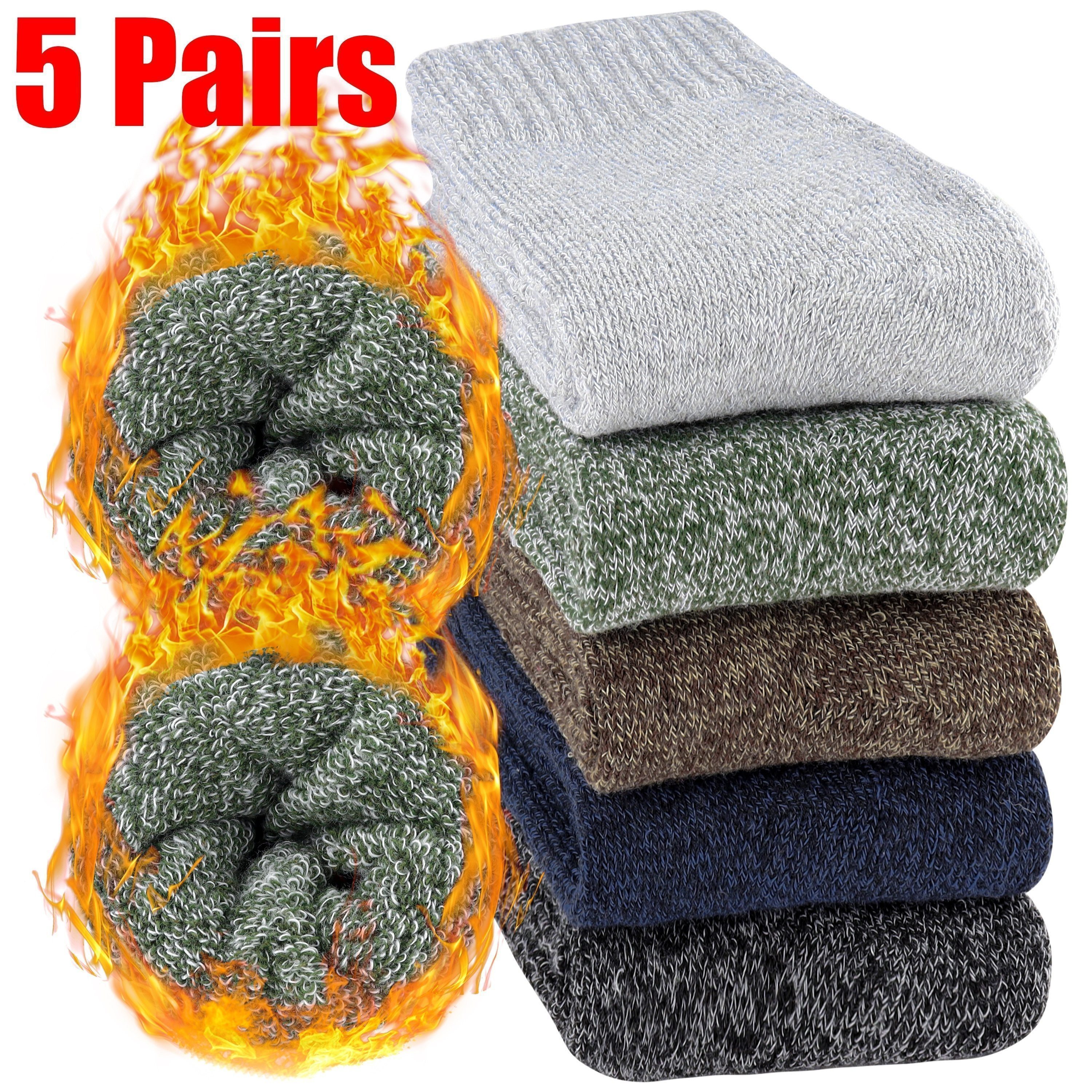 5pcs Pack ' Thermal Winter Socks - Suitable for Hiking, Fishing, Outdoor Activities | Breathable Warm Socks | Machine Washable Polyester Blend for Camping,, Outdoors (Winter) - Image 2