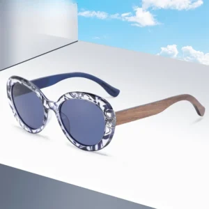 High Quality Sunglasses Woman Polarized UV400 Driving Travel Bamboo Sun Glasses Trend Round Wooden Legs Sunglases