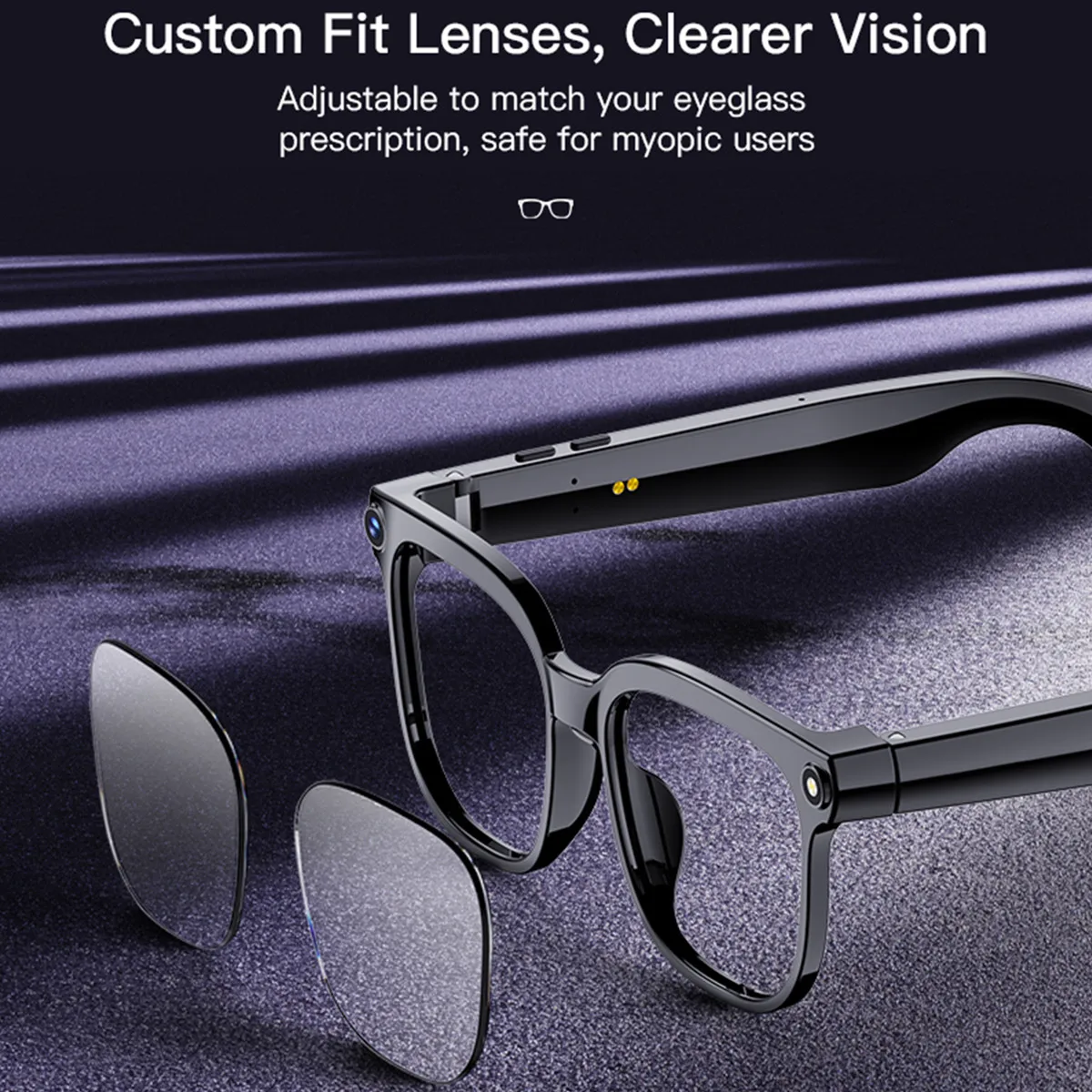 AI Smart Glasses Bluetooth with Video Camera 8MP 1080P HD Video Shooting Bluetooth Call Music Player 16GB Smart Sunglases - Image 2