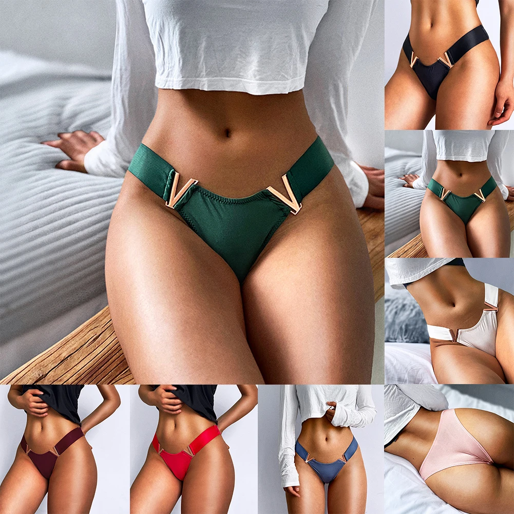 Sexy Women V-shaped Metal Sports Hip Lift Thongs Lingeries Low-waist Underwear Panties G-string T-back Nightwear Underpants - Image 3