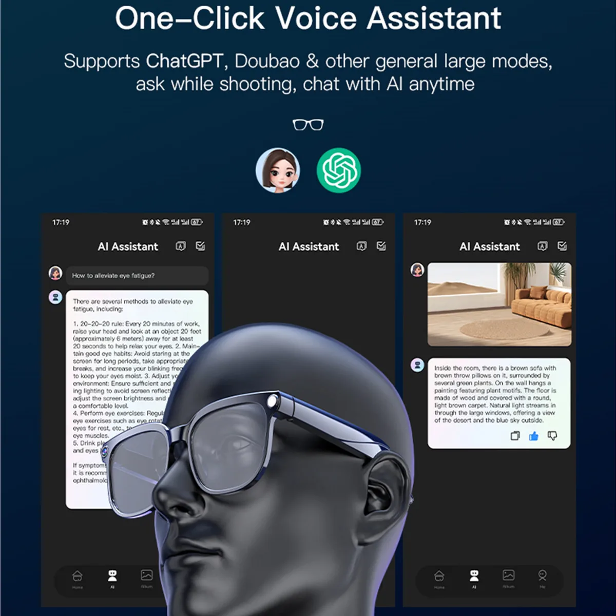 AI Smart Glasses Bluetooth with Video Camera 8MP 1080P HD Video Shooting Bluetooth Call Music Player 16GB Smart Sunglases - Image 4