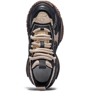 Genuine Leather Shock Absorption Buffer Platform Breathable Daddy Shoes Men's Women's Casual Sneakers Thick Soled Elevated Shoes