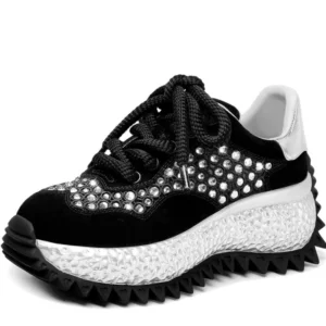 European/American Designers Light and Comfortable Rhinestone Dad Shoes for Women's Genuine Leather Casual Sneakers Sports Shoes