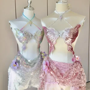 Fairy Bikini Mermaid Crystal Resin + Silicone Bra party dresses Evening dresses lingeries sexy hot arcane adult Women's swimsuit