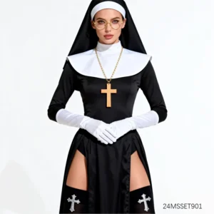 Halloween festival party costumes, nun costumes, classic nun headscarves, necklaces, gloves and other costumes