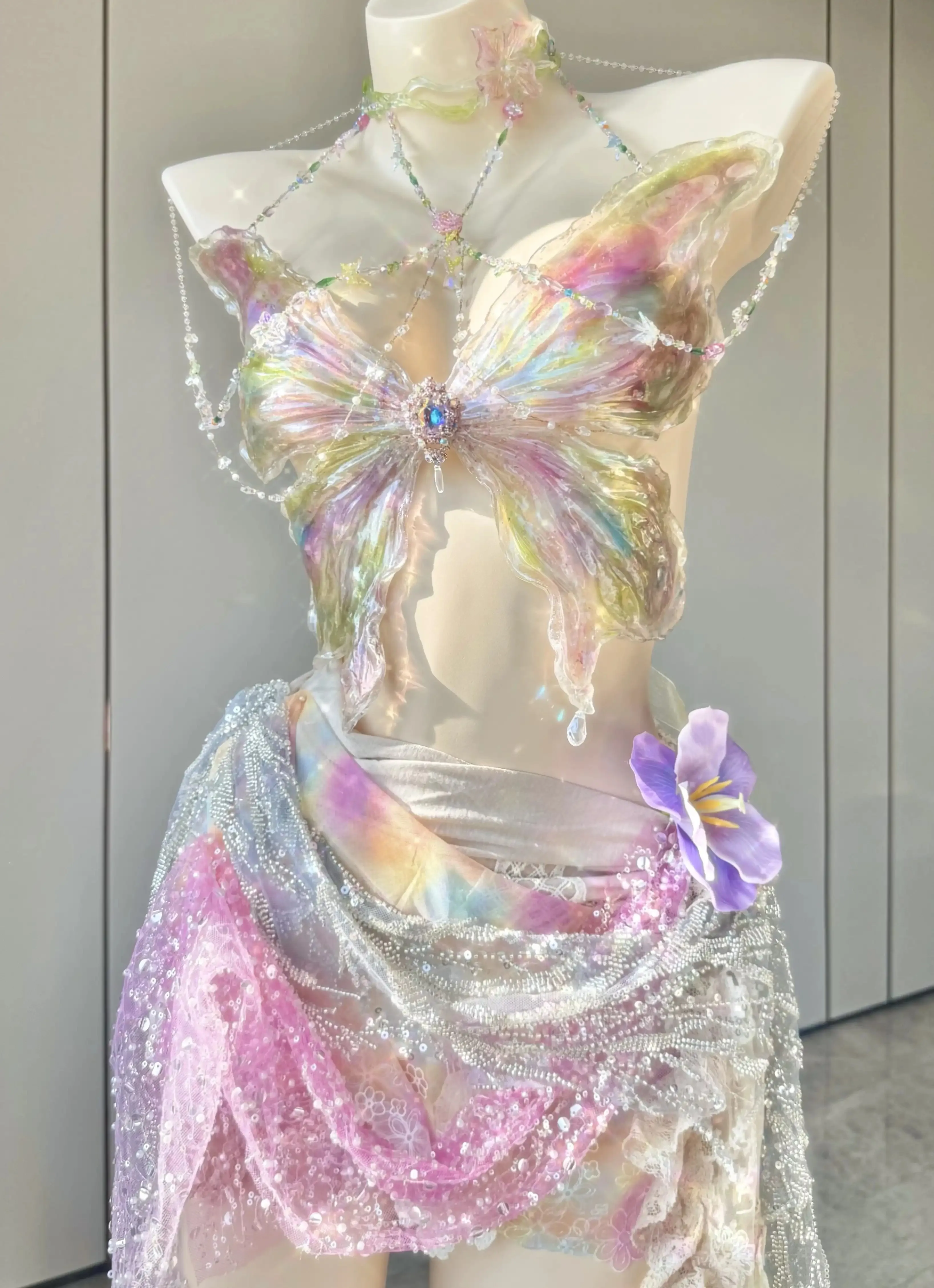 Fairy Bikini Mermaid Crystal Resin + Silicone Bra party dresses Evening dresses…